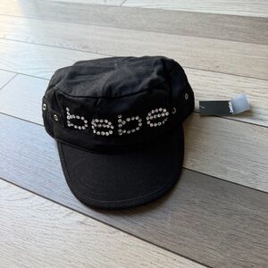 Y2K bebe Black Rhinestone Logo Cadet Cap New With Tags